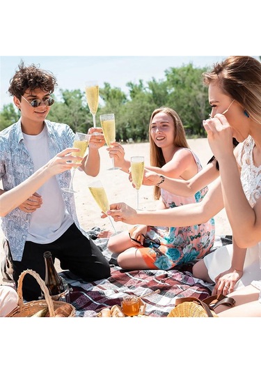 1/8 Adet Plastik Şampanya Kadehi Flüt Tek Kullanımlık Düğün Parti Kaynağı Drinkware 8pcs