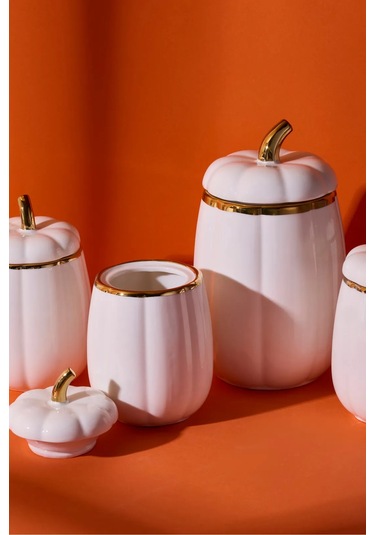 Kabak Porselen 7'li Baharat Seti 8.5x13x11x18 Cm Beyaz