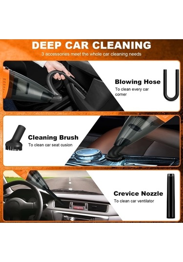 Ulzyvf Yüksek Emiş Güçlü Elektrikli El Süpürgesi, Çok Fonksiyonlu Araba Ve Ev Temizliği İçin Pratik Aksesuarlarla