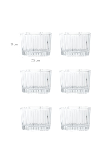 Porsima Ryg7061 Flower 6lı Cam Kase Puding Magnolya Tatlı Ve Dondurma Kasesi Kahvaltılık Kase Seti Çerez Kasesi 6x7,5cm Şeffaf