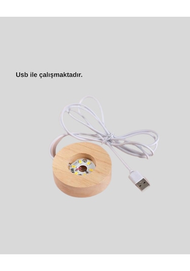 Ahşap Standlı Led Kristal Küre Lazer İşlemeli Dekoratif Obje Diğer