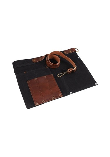 Ulzyvf Yarım Tuval Siyah Siyah Önlük Önlük Kadınlar İçin Gerçek Deri Çok Cepli Kg Siyah