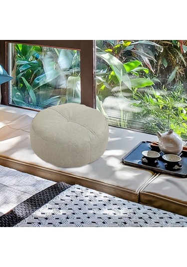 Homyl Yuvarlak Yer Minderi Dekoratif Meditasyon Oturma Açık Gri