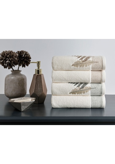 Özdilek Cotton Bliss Renkli 4lü Kutulu Havlu Bej