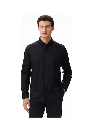 Nautica Erkek Siyah Slim Fit Gömlek-11419 Siyah