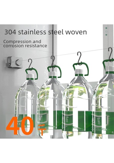 Geeroyoo Gizli Uzayabilir Çamaşır İpi - Evde/bd/ Balkon Kullanıma Uygun, Delme Yok, Çelik-plastik Konstruksiyeli, 5.1m Beyaz İki Kullanıma Elverişli Diğer