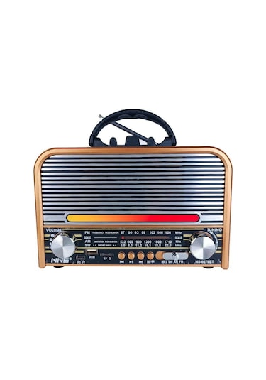 Ns-6678 Retro, Nostaljik, Ahşap Led Işıklı Müzik Seti Fm Radyo Usb Mp3 Player Bluetooth Hoparlör Tasarım-447
