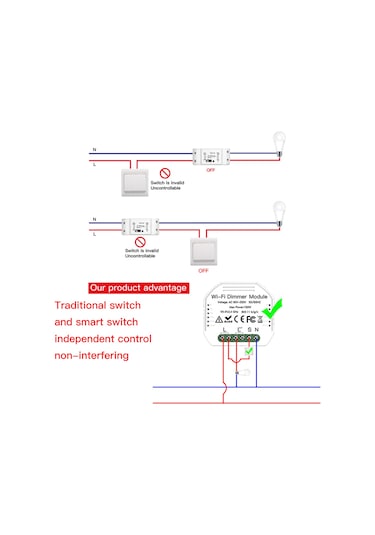 Padalink 90-250v Gizli Wifi Akıllı Anahtar Modülü - Ses Kontrol Ve Zamanlama Fonksiyonlu Işığın Parlaklığını Ayarlayabilir
