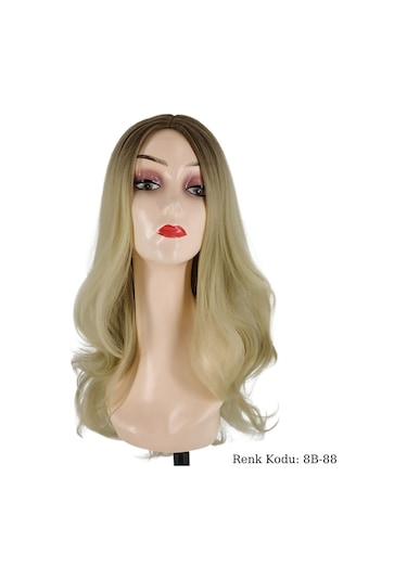 Dalgalı Fiber Sentetik Peruk Kumral Koyu Platin Ombre No-8B-88