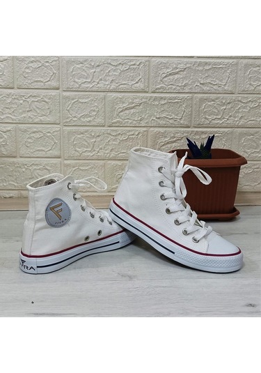 Fiyra 555 Beyaz Uzun Unisex Sneaker Keten Spor Ayakkabı 001