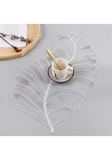 Gümüş Pvc Yaprak Içi Boş Yağ Suya Dayanıklı İskandinav Kaymaz Mutfak Placemat Coaster Yalıtım Pedi Bulaşık Sehpa Mat Ev D Gümüş