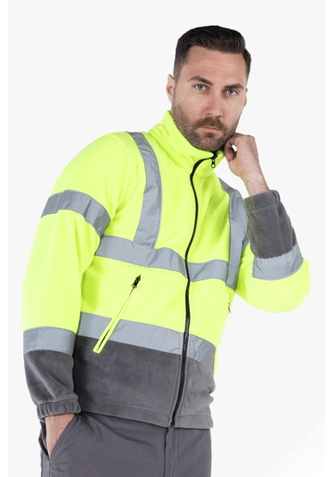 Neon Polar Ceket Sarı - Gri