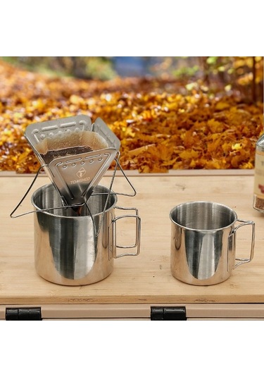 Pazly Kamp Ve Ev İçin Katlanabilir Paslanmaz Çelik Kahve Filtresi, Taşınabilir, Kolay Temizlenir, Gümüş Gümüş