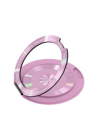 Goldenqian Ultra İnce 360 Dönen Cep Telefonu Tutucusu Macun Tipi Tembel Evrensel Masaüstü Halka Manyetik Arka Etiket Pink Pink