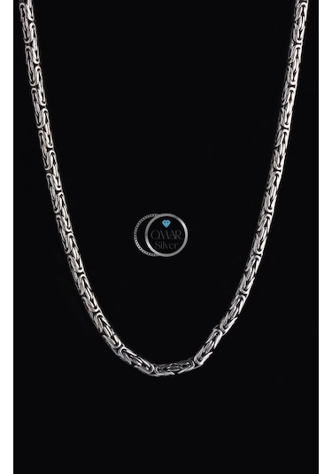 Omar Silver Zincir 925 Ayar 4 Mm Gümüş Erkek Oval Kral Kolye