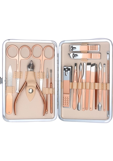 Suofeng 18 Parçalık Profesyonel Manikür Pedikür Seti, Seyahat Çantası İle Birlikte Paslanmaz Çelik Tırnak Bakım Aletleri