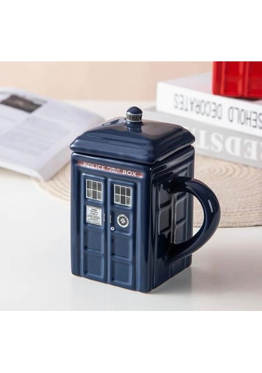Doctor Who Tardis Police Box Telefon Kulübesi Kapaklı Kupa Bardak -2167