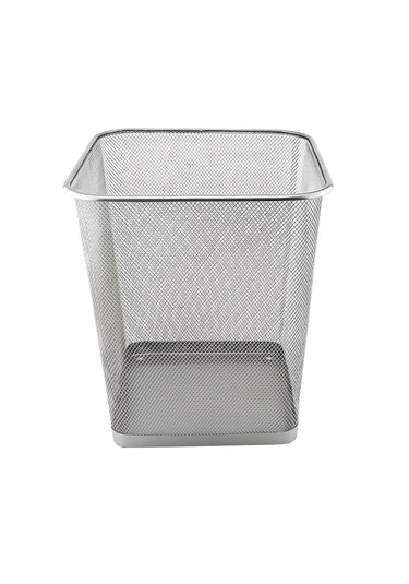 Soho Ofis Tipi Fileli Çöp Kovası Kare Gri Krom