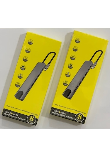 8 İn1 4K Type-C USB 3.0 Hub HDMI RJ45 SDTF Adaptörü