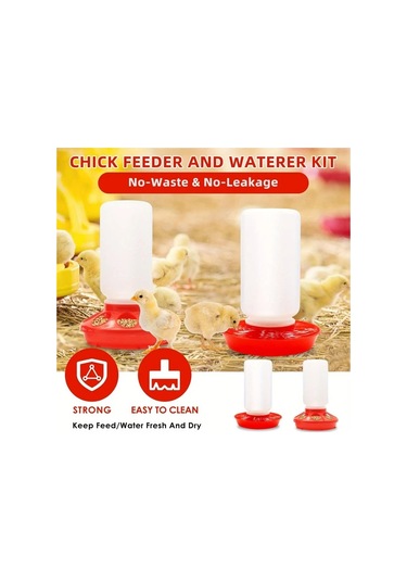 Dream011 2 Adet Kırmızı Beyaz Kümes Hayvanları İçin Otomatik Yemlik Ve Suluk Seti