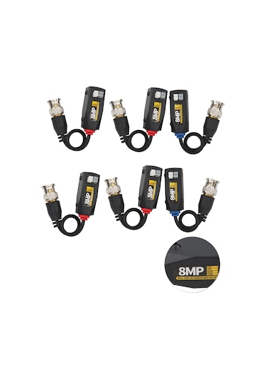 Lemestar 6 Adet 8mp Video Güç Balun, Ahd/tvı/cvı/cvbs Desteği, 400m Iletim, Frenzy Korumalı, Pasif Tasarım, Yüksek Güvenlik