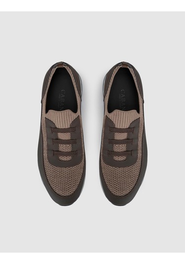 Cabani Bej Örgü Dokulu Konfor Sneaker Siyah - Neon Yeşil