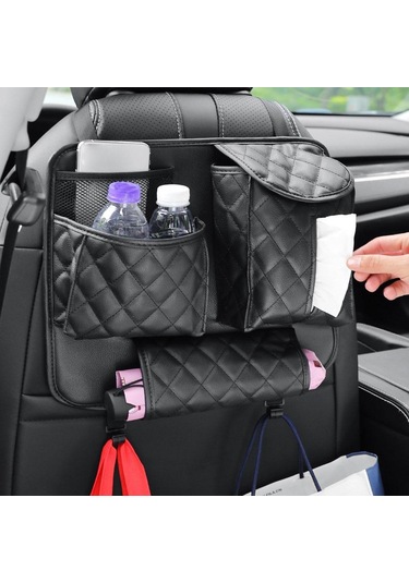 Araba Koltuğu Arka Organizatör Pu Deri Ped Çanta Araba Depolama Organizatör Katlanabilir Doku Sak Oto Oto İç Aksesuar Dğ. 54162003
