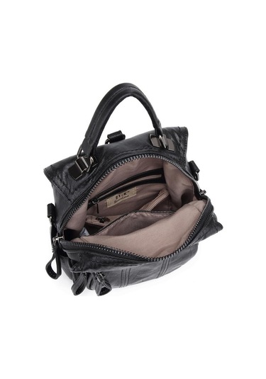 Yıkama Deri Sırt Askılı Kadın Çantası 21k Barcelona 1915 Siyah