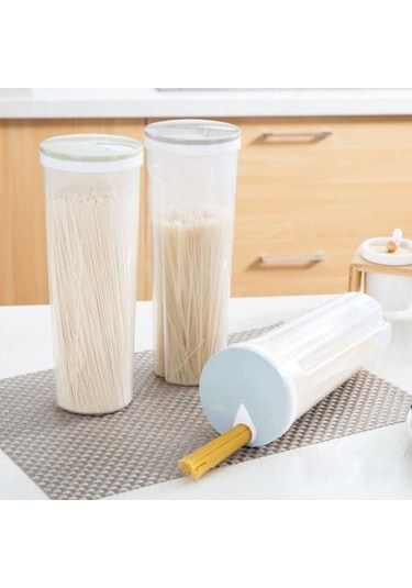 Yüksek Şeffaf Spagetti Makarna Kabı Saklama Kavanozu Kapaklı Bpa İçermez Büyük Kapasiteli Şeffaf Tasarım Hava Geçirmez Sızdırmaz Spagetti Saklayıcı Yeşil