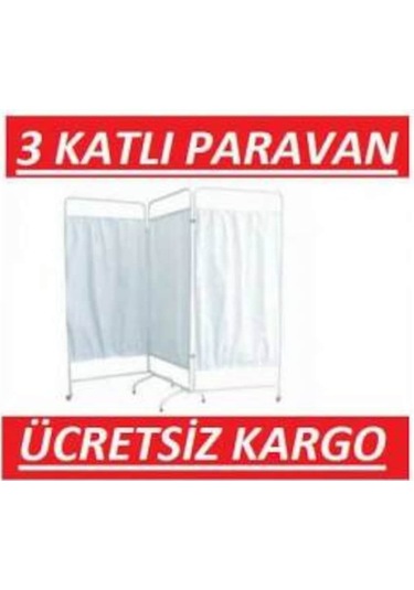 Paravan 3 Katli -Metal Hastane Muayene Paravani-Revir 3 Kanatli
