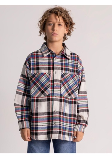 Erkek Çocuk Pamuklu Ekose Oduncu Gömlek Rahat Kalıp Çok Renkli