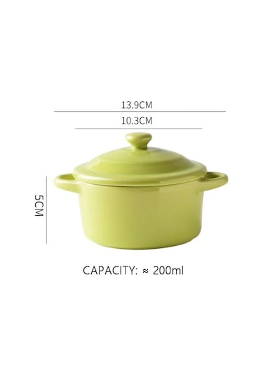 Porselen Pişirme Kabı - Yeşil 200ml Yeşil