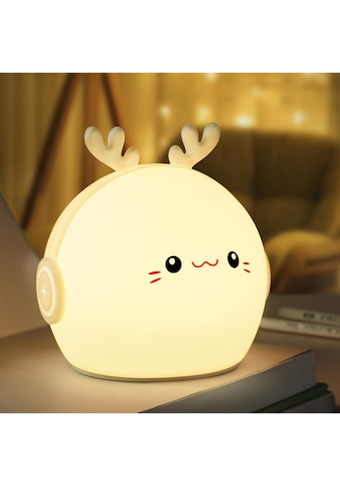 Suntek Silikon Kreş Gece Lambası Kısılabilir Renk Değiştirme Geyik Eklentisi Çok Renkli