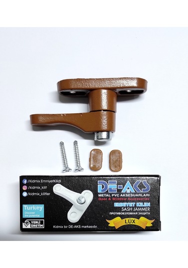 Düğmeli  Pvc Kaplama Pencere Metal Güvenlik Kilidi Açık Kahverengi