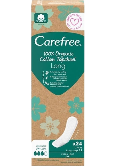 Carefree Organic Cotton Topsheet Uzun Günlük Ped 24'lü Paket