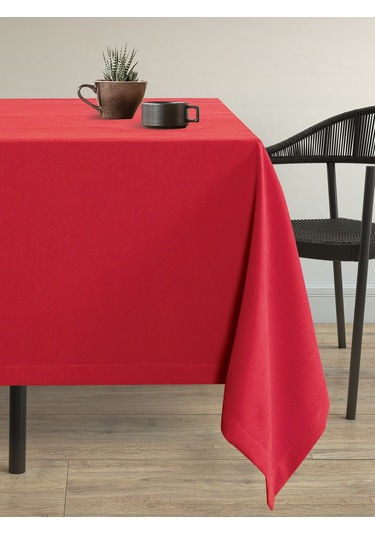 Kadife Dokulu Saltanat Kırmızısı Dertsiz Masa Örtüsü Saltanat Kırmızısı