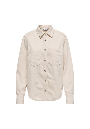 Only Kadın Onlsılla Çift Cep Detaylı Kot Gömlek 15338783 Bej Bej