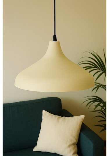 Nil Krem Renk Özel Tasarım Modern Dekoratif Cafe Sarkıt Cafe - Mutfak Tekli Avize Krem