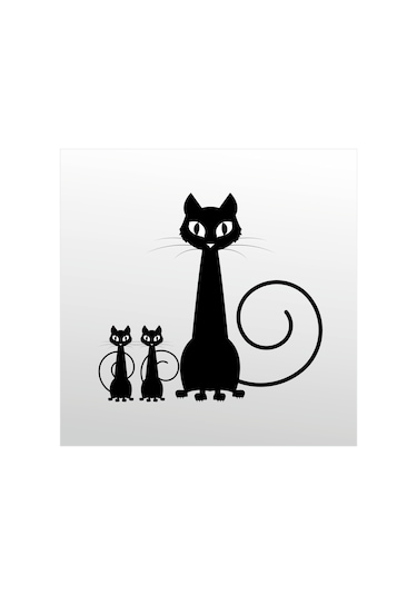 Folyo Sticker Aile Kedisi 200cm Uzunluk Siyah