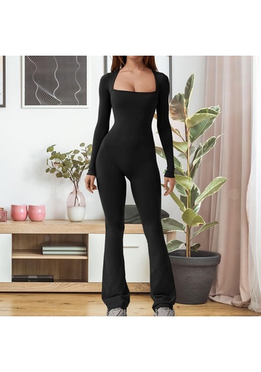 Dolıty Moda Tulumlar, Geniş Bacak Uzun Pantolon, Romper Modası Siyah S Siyah