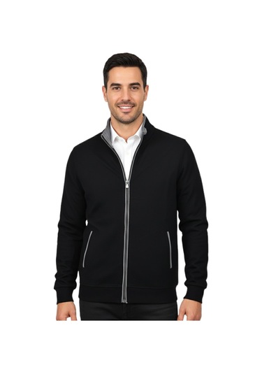 Erkek Spor Hakim Yaka Fermuarlı Hırka Regular Fit Bgl-st04948 Siyah