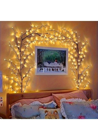 Honeybeeshop 8 Modlu 1 Adet Eğri Led Duvar Lambası Çalı Işığı Usb Güçlü Rattan Gece Işığı Düğün Oturma Odası Dekoru