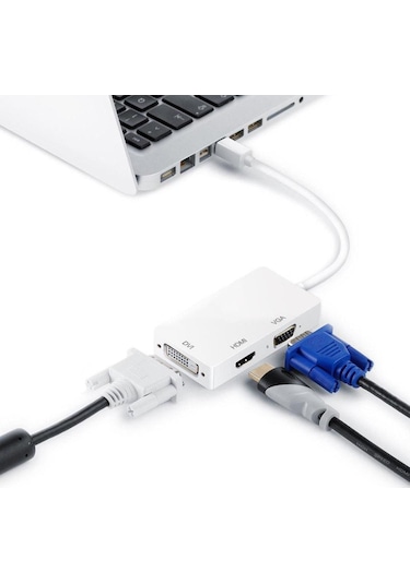 Mini Displayport To Hdmi Dvi Vga Kablo Çevirici Dönüştürücü Thunderbolt