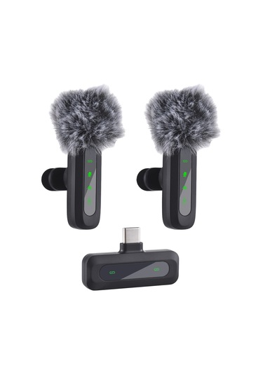 Ruicoo Dual Kablosuz Kolluk Mikrofonu - Gürültü Engelleme, Anlık Bağlantı, 20m Aktarım Mesafesi - Telefon, Bilgisayar, Kamera Uyumlu