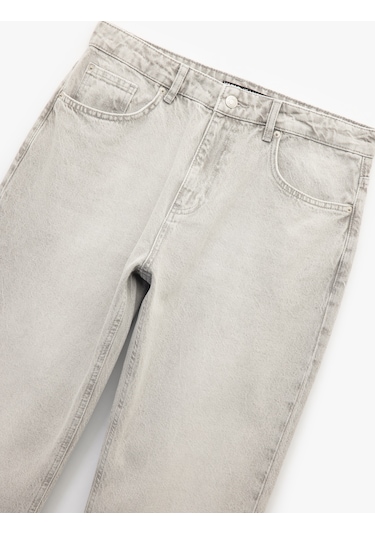 Koton Pamuklu Normal Bel Vintage Straight Fit Jean Pantolon Gri 6wam40060nd Gri