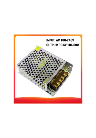 Honmex Joolonpor Dc 5v 10a 50w Led Dahili Kullanimli Anahtarlı Güç Kaynağı Alüminyum, Gümüş