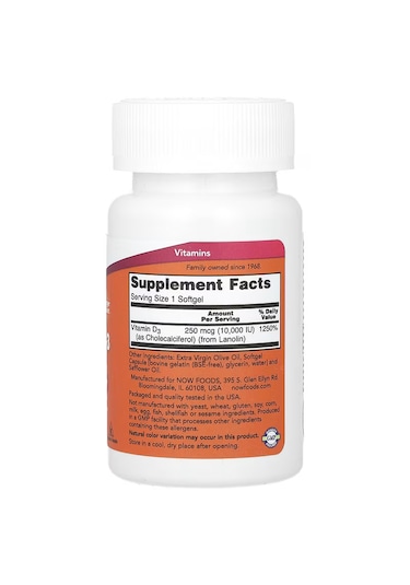 Now Foods, Vitamin D3, High Potency, 10,000 Iu, 240 Softgels