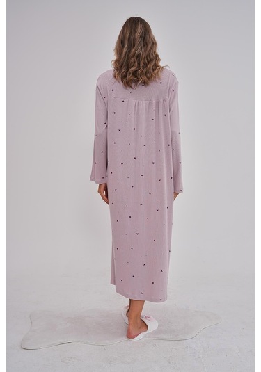 Mecit 6152 Lila Kadın %100 Pamuk Büyük Beden Gecelik Lila