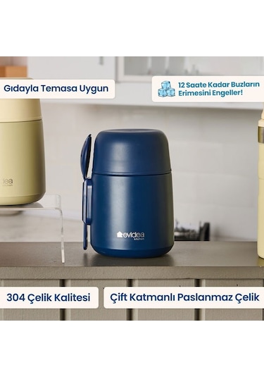 Evidea Kitchen Yemek Termosu - Lacivert - 500 Ml Lacivert