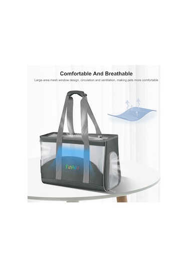 Funadd Portable Breathable Pet Bag Outdoor Shoulder Tote Bag Grey